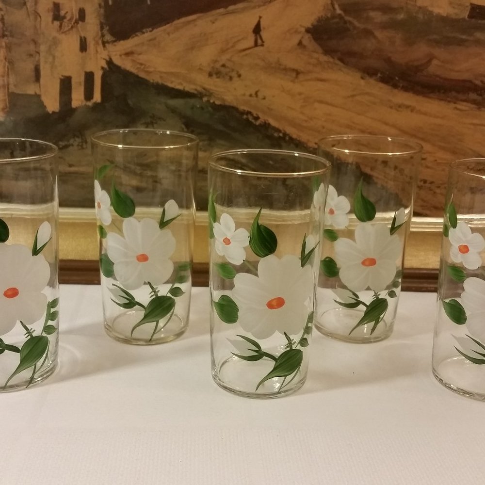 Hand Painted Drinking Glasses set of 5